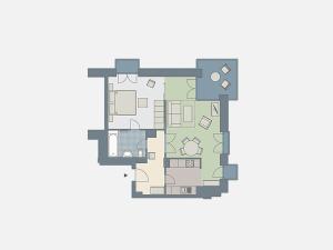 Půdorys ubytování Kaiservillen Heringsdorf - Ferienwohnung mit 1 Schlafzimmer und Balkon D224