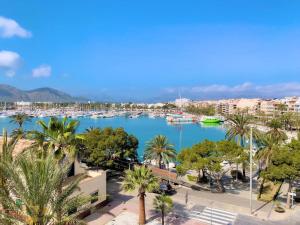 a view of a harbor with boats in the water at Cofradia Penthouse in Alcudia