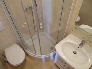 a bathroom with a shower and a toilet and a sink at Studio in Pag/Insel Pag 15956 in Stari Okić