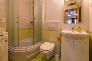 a bathroom with a shower and a toilet and a sink at One-Bedroom Apartment in Crikvenica 8 in Dramalj