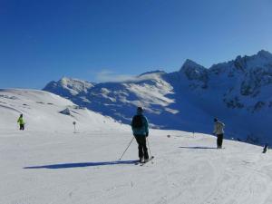 a group of people skiing on a snow covered mountain at Apartment Jerzens 1 in Jerzens