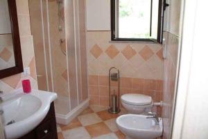 Lu RazzoniにあるApartment Viddalba/Insel Sardinien 23178のバスルーム(トイレ、洗面台、シャワー付)