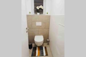 łazienka z toaletą w małym pokoju w obiekcie LEON Apartment NEU! Gemütlichkeit an erster Stelle w Linzu +11 zdjęć