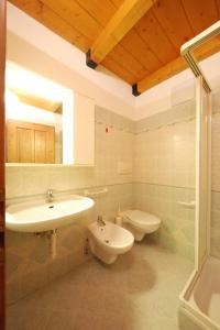 łazienka z umywalką i toaletą w obiekcie Appartamento Sissi w mieście Canazei