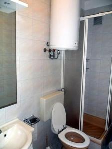 a small bathroom with a toilet and a sink at Studio Apartment in Palit with Sea View, Terrace, Wi-Fi (4606-1) in Mundanije