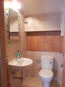 un baño con inodoro y lavabo en Casa Rural El Dolmen, en Bernúy-Salinero 30 fotos más