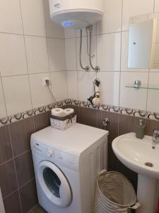 a bathroom with a washing machine and a sink at Apartman Nidžo in Trebinje