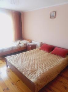 a bedroom with a large bed and a window at Park House in Pochayiv