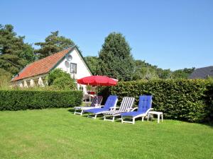 スコールルにあるDetached holiday home in the centre of the forest in Schoorlの芝生の上の一団の椅子