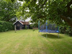 een trampoline in het midden van een tuin bij Nice holiday home on the Dutch coast with terrace in Nieuwvliet