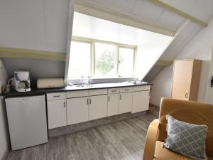 HippolytushoefにあるApartment in a unique location within walking distance of the Wadden Seaのキッチン(シンク付)、窓