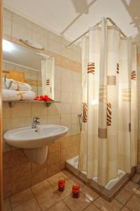 a bathroom with a sink and a shower at Stelios Residence Apartments in Malia