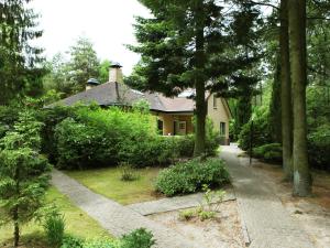 una casa con un camino delante de una casa en Cosy villa in the middle of the woods in Doornspijk, en Doornspijk