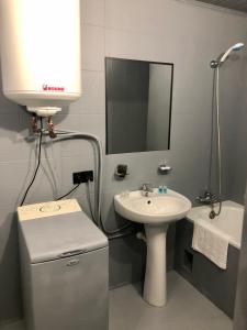 a small bathroom with a sink and a mirror at Mini Hotel Vesna in Dnipro