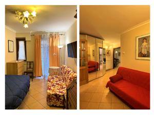 two pictures of a living room and a living room at Europa Casa Vacanze in Villetta Barrea
