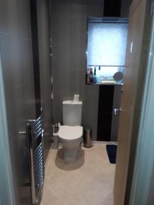a small bathroom with a toilet and a window at Levens Terrace, Barrow Spa Therapy in Barrow in Furness +28 photos