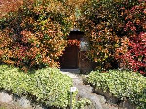 un edificio con una puerta rodeada de plantas en Lido di Sesto en Sesto Calende