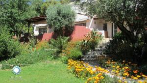 a garden with flowers in front of a house at Quinta das Cantigas by Book YourHoliday PT in Aljubarrota