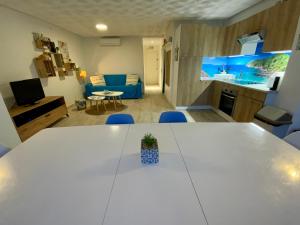 TV a/nebo společenská místnost v ubytování Magnifique appartement en front de mer, Caneylles