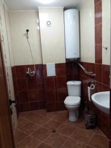 y baño con aseo y lavamanos. en Къща за гости Камината en Trigrad