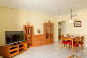 Televízia a/alebo spoločenská miestnosť v ubytovaní Apartamento Residencial Bajondillo