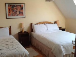 a bedroom with two white beds and two lamps at Carrigshane House in Midleton