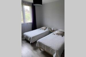 a bedroom with two beds and a window at Maison de vacances - Lac de Chaumeçon - Morvan - La Méloise in Saint-Martin-du-Puy