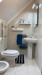 une salle de bains avec toilettes et lavabo dans l'établissement Giravillage, à Girabolhos