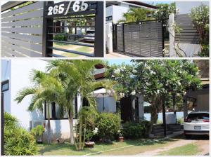a collage of three pictures of a building with palm trees at Grand Pudpichaya - Elegant privacy is guaranteed in Ban Sahakham