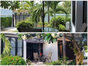 a collage of two pictures of a house at Grand Pudpichaya - Elegant privacy is guaranteed in Ban Sahakham