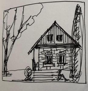 a drawing of a small house with at Chalupa Rybná in Hradisko