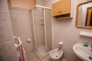een badkamer met een douche, een toilet en een wastafel bij Apartment in Rosolina Mare 25080 in Rosolina Mare
