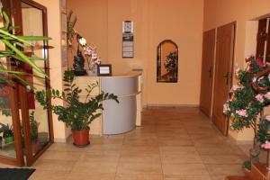 korytarz z kwiatami i roślinami w sklepie w obiekcie Hotel Czardasz we Wrześni
