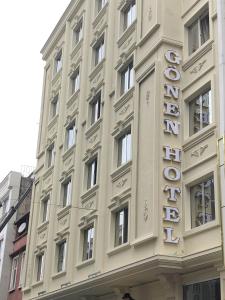 a hotel sign on the side of a building at Laleli Gonen Hotel in Istanbul