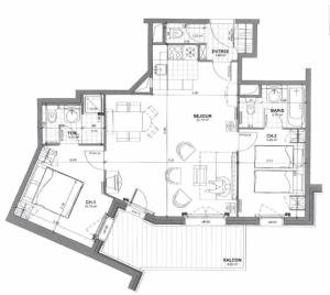 a floor plan of a house at Spacious ski-in ski-out apartment 4-6 pax, 161 Sources de Marie Arc 1950 in Arc 1950