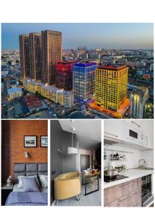 a collage of pictures of a city with buildings at Smart Lofts Moscow in Moscow