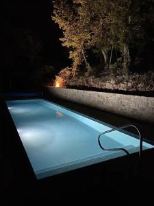 ein nachts beleuchteter Pool mit in der Unterkunft Villa Durandal in Souillac + 31 Fotos