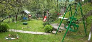 a yard with a playground with a swing at Casa Elena in Voineşiţa