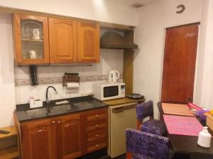 una cucina con lavandino e forno a microonde di CHE LOLITA HOUSE a Buenos Aires