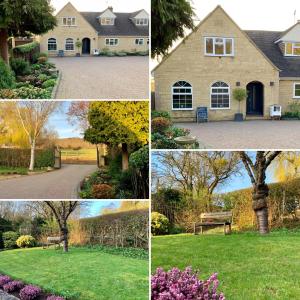 four photos of a house in four different seasons at Homelands Apartment in Cheltenham