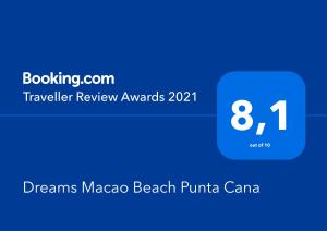 Сертификат, награда, вывеска или другой документ, выставленный в Dreams Macao Beach Punta Cana