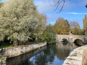 een brug over een rivier in een park bij Appartement de la Brèche 44 m2 Wifi ,place Drouaise in Chartres