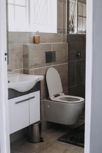 a bathroom with a toilet and a sink at The Living Collective Villa in Hilton