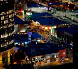 an overhead view of a city at night at Crowne Plaza Kansas City Downtown, an IHG Hotel in Kansas City