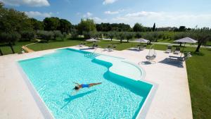 una persona che nuota in una grande piscina di Borgo Romantico Relais a Cavaion Veronese