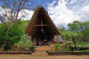 uma pequena casa com telhado de palha em Thaba Pitsi Safari Lodge em Bela-Bela