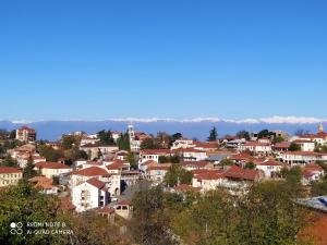 uma cidade com casas e montanhas ao fundo em GUEST HOUSE DAVID em Sighnaghi