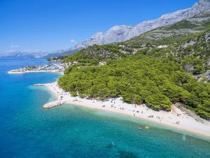 a group of people on a beach in the water at Luxury Apartment Pape in Baška Voda