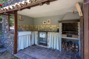 eine Außenküche mit einem Herd und einem Kamin in der Unterkunft Hacienda Verde in La Orotava + 28 Fotos