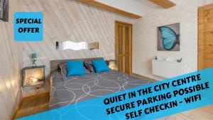 1 dormitorio con 1 cama en una habitación en Les Nuits d'Anis - Appartements Hypercentre en Le Puy-en-Velay